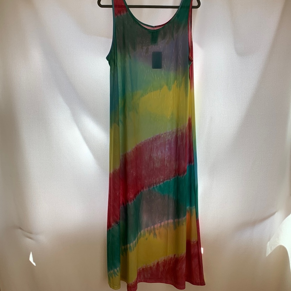 The Paragon tie- dye maxi dress. Size Small. Pink, green,yellow